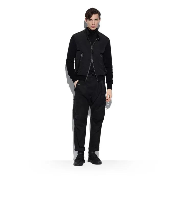 Men Outerwear Tom Ford Nylon Front Harrington Zip Through Black Men Outerwear Tom Ford Nylon Front Harrington Zip Through Black