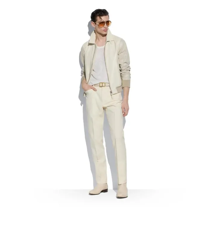 Men Outerwear Tom Ford Plonge Leather Blouson Ivory Men Outerwear Tom Ford Plonge Leather Blouson Ivory