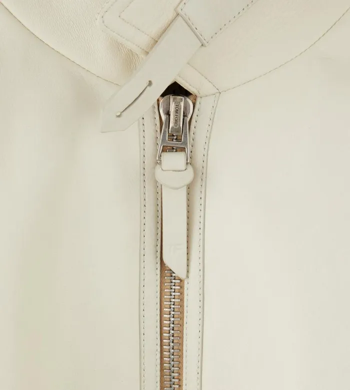 Men Outerwear Tom Ford Plonge Leather Blouson Ivory Men Outerwear Tom Ford Plonge Leather Blouson Ivory