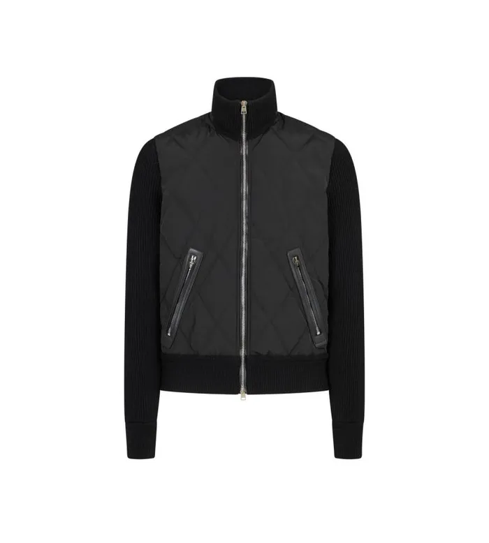 Men Outerwear Tom Ford Quilted Nylon Merino Zip Through Black
