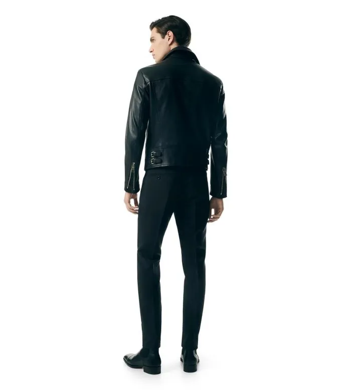 Men Outerwear Tom Ford Smooth Grain Asymmetric Biker Black Men Outerwear Tom Ford Smooth Grain Asymmetric Biker Black