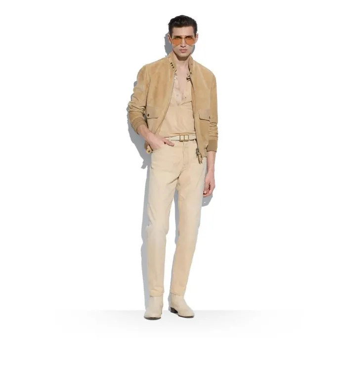 Men Outerwear Tom Ford Soft Suede 034Members Only034 Jacket Sand Men Outerwear Tom Ford Soft Suede 034Members Only034 Jacket Sand