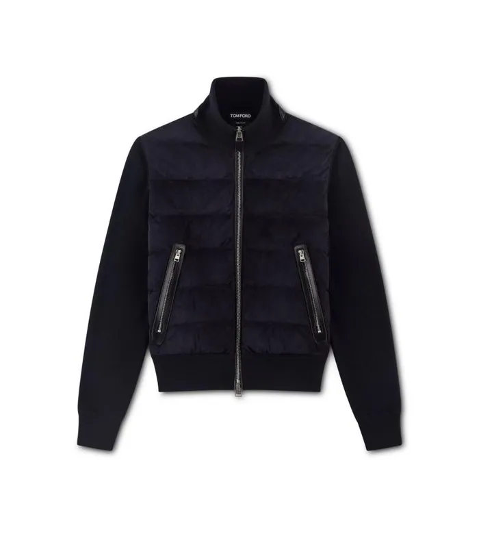 Men Outerwear Tom Ford Suede Down Front Merino Blouson Navy