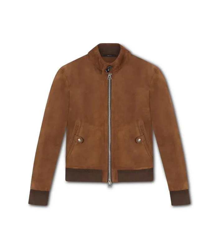 Men Outerwear Tom Ford Suede Harrington Jacket Brown