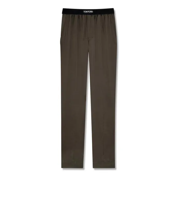 Men PAJAMA PANTS and LONG JOHNS Tom Ford Silk Pajama Pants Brown Olive