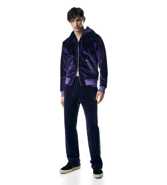 Men Pants and Shorts Tom Ford Bonded Velour Sweatpants Midnight Purple Men Pants and Shorts Tom Ford Bonded Velour Sweatpants Midnight Purple