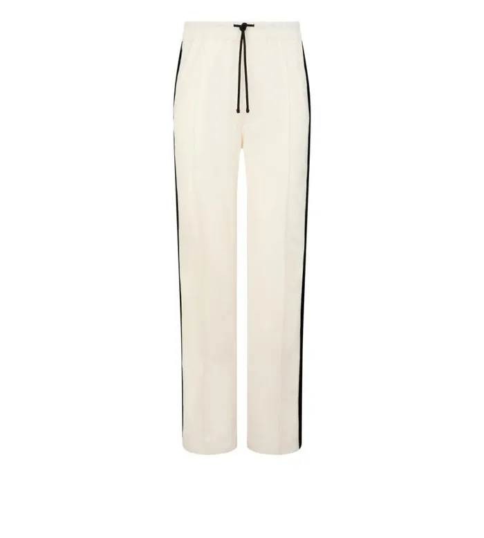 Men Pants and Shorts Tom Ford Draped Viscose Wool Track Pant White Black