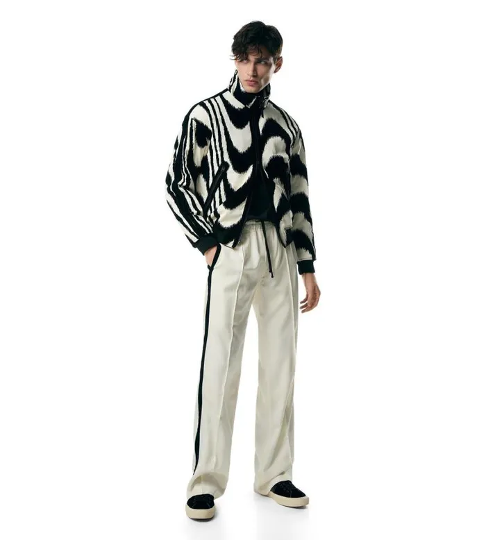 Men Pants and Shorts Tom Ford Draped Viscose Wool Track Pant White Black Men Pants and Shorts Tom Ford Draped Viscose Wool Track Pant White Black