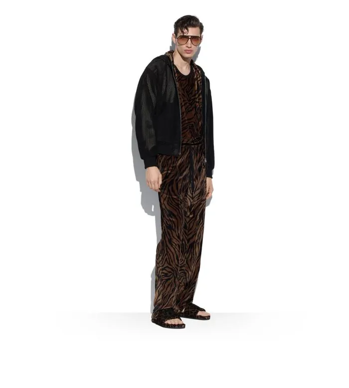 Men Pants and Shorts Tom Ford Zebra Print Velour Jogger Brownblack Men Pants and Shorts Tom Ford Zebra Print Velour Jogger Brownblack