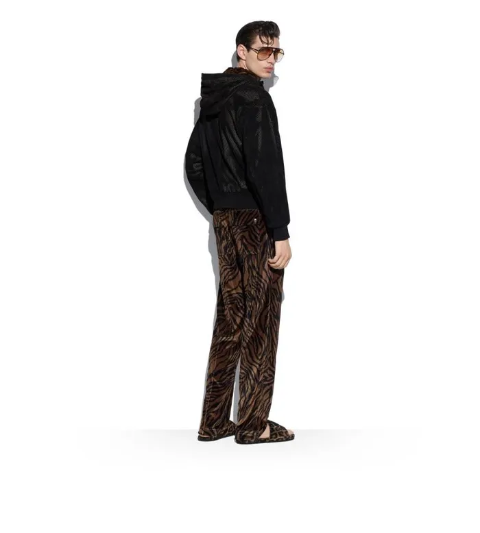 Men Pants and Shorts Tom Ford Zebra Print Velour Jogger Brownblack Men Pants and Shorts Tom Ford Zebra Print Velour Jogger Brownblack