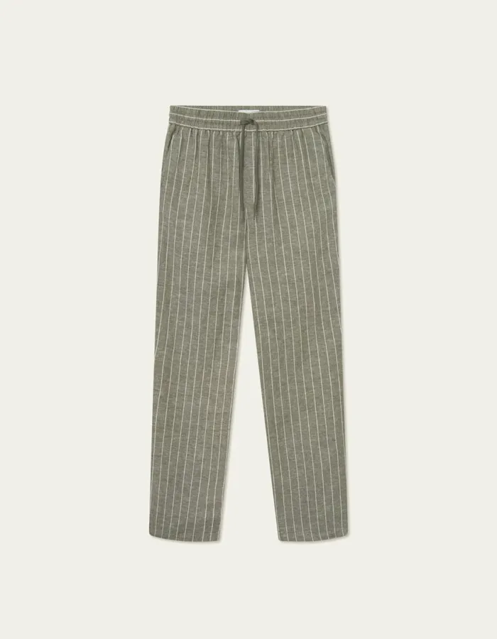 Men Patrick Linen Pants 8211 Lichen GreenLight Ivory Les Deux Pants