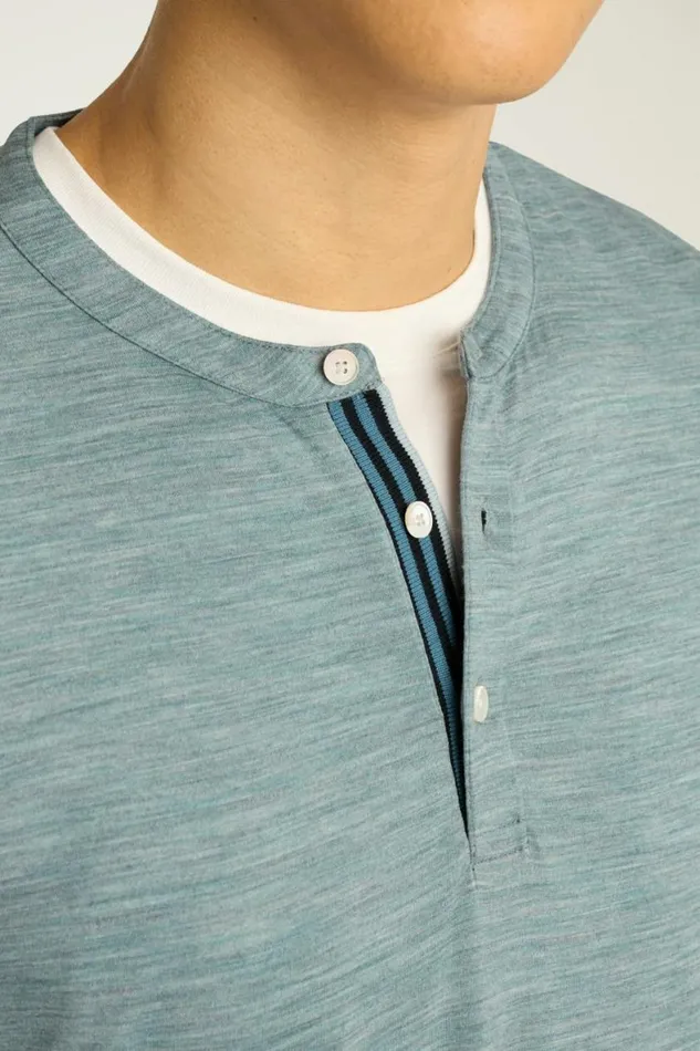 Men Performance Merino Long Sleeve Henley Steel Blue Bonobos Henleys