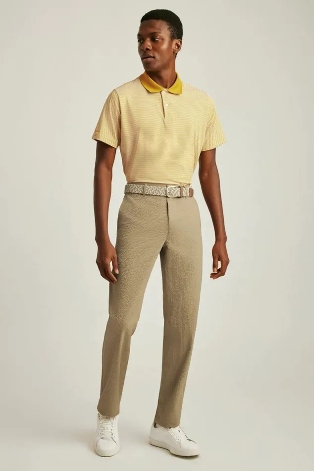 Men Performance Seersucker Golf Pant Khaki Seersucker Stripe Bonobos Chinos