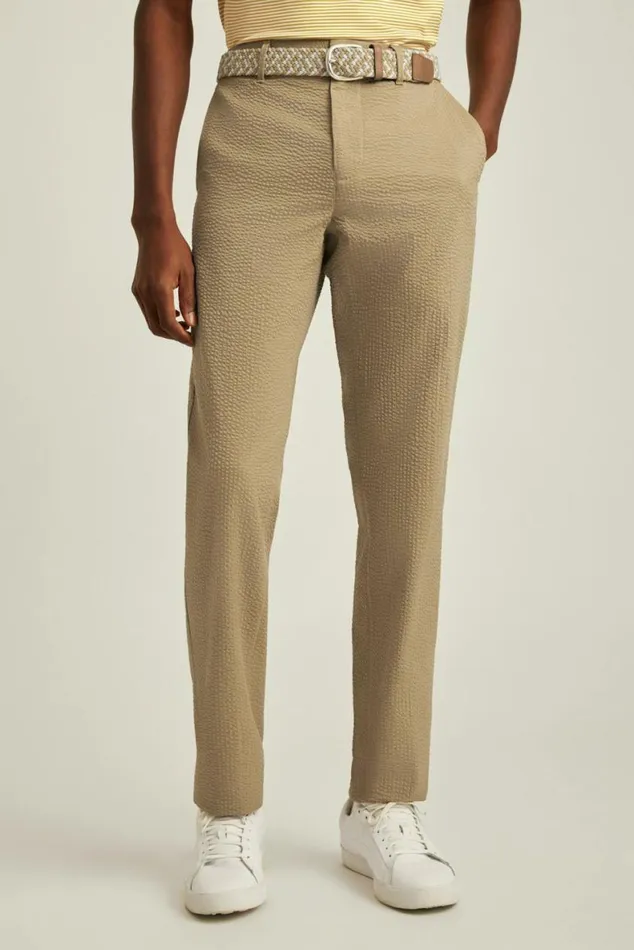 Men Performance Seersucker Golf Pant Khaki Seersucker Stripe Bonobos Chinos