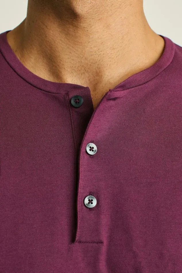 Men Pima Performance Long Sleeve Henley Port Wine Bonobos Henleys