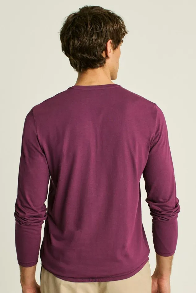 Men Pima Performance Long Sleeve Henley Port Wine Bonobos Henleys