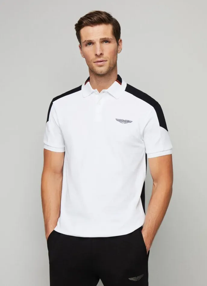 Men Polo Shirts Hackett London Aston Martin Classic Fit Polo White