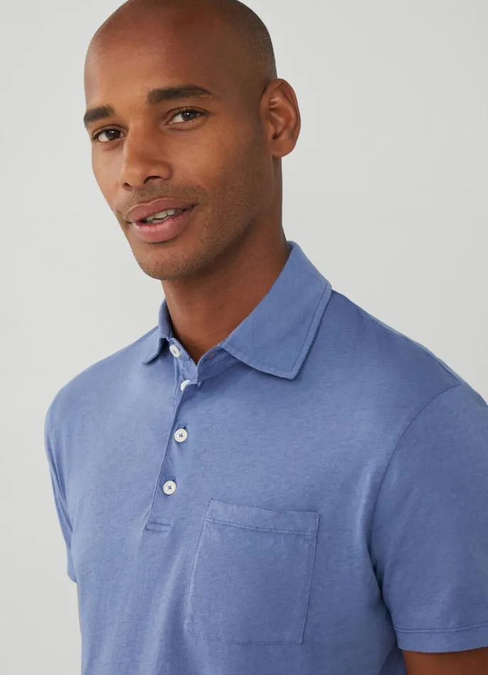 Men Polo Shirts Hackett London Classic Fit Knit Polo Avio