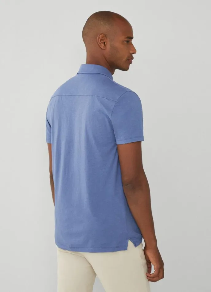 Men Polo Shirts Hackett London Classic Fit Knit Polo Avio