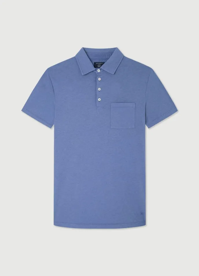 Men Polo Shirts Hackett London Classic Fit Knit Polo Avio