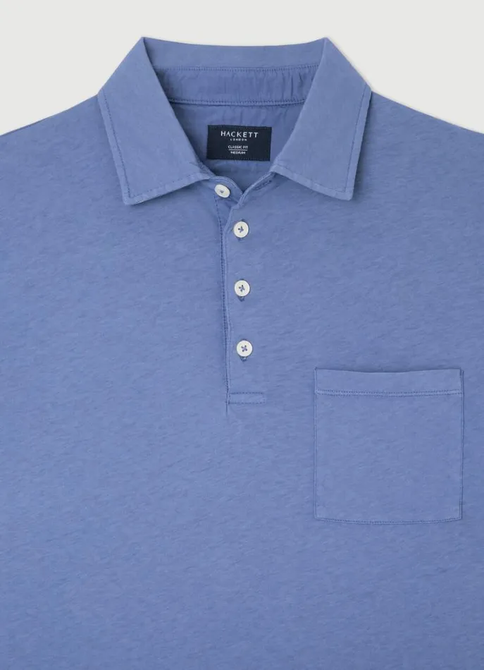 Men Polo Shirts Hackett London Classic Fit Knit Polo Avio