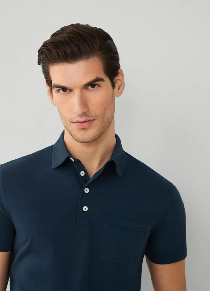 Men Polo Shirts Hackett London Classic Fit Knit Polo Navy
