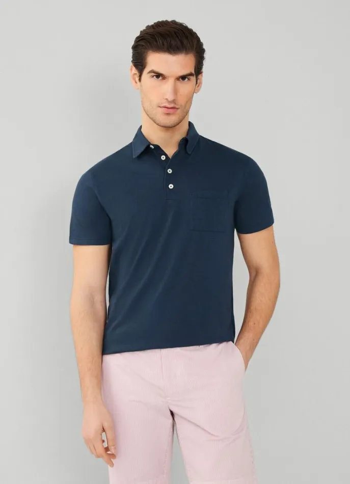 Men Polo Shirts Hackett London Classic Fit Knit Polo Navy