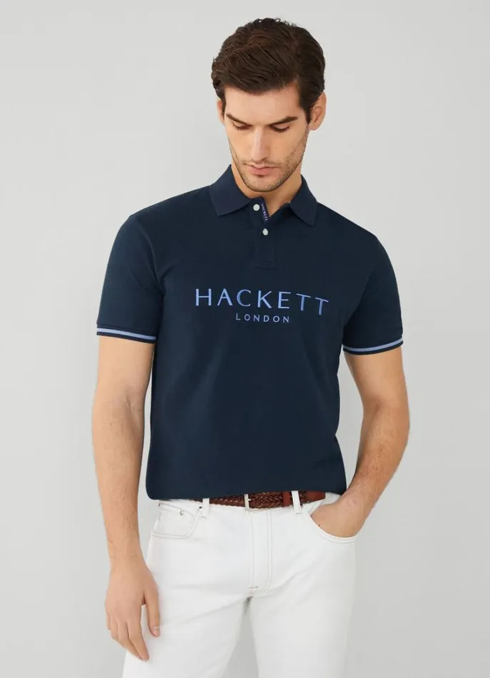 Men Polo Shirts Hackett London Classic Fit Piqu Heritage Polo Navy