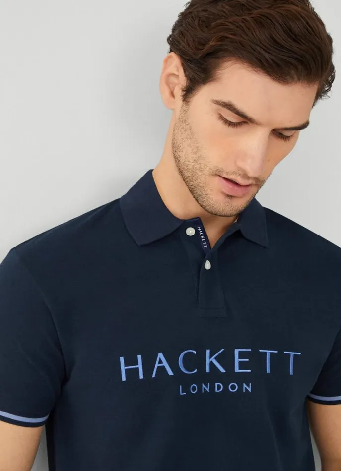 Men Polo Shirts Hackett London Classic Fit Piqu Heritage Polo Navy