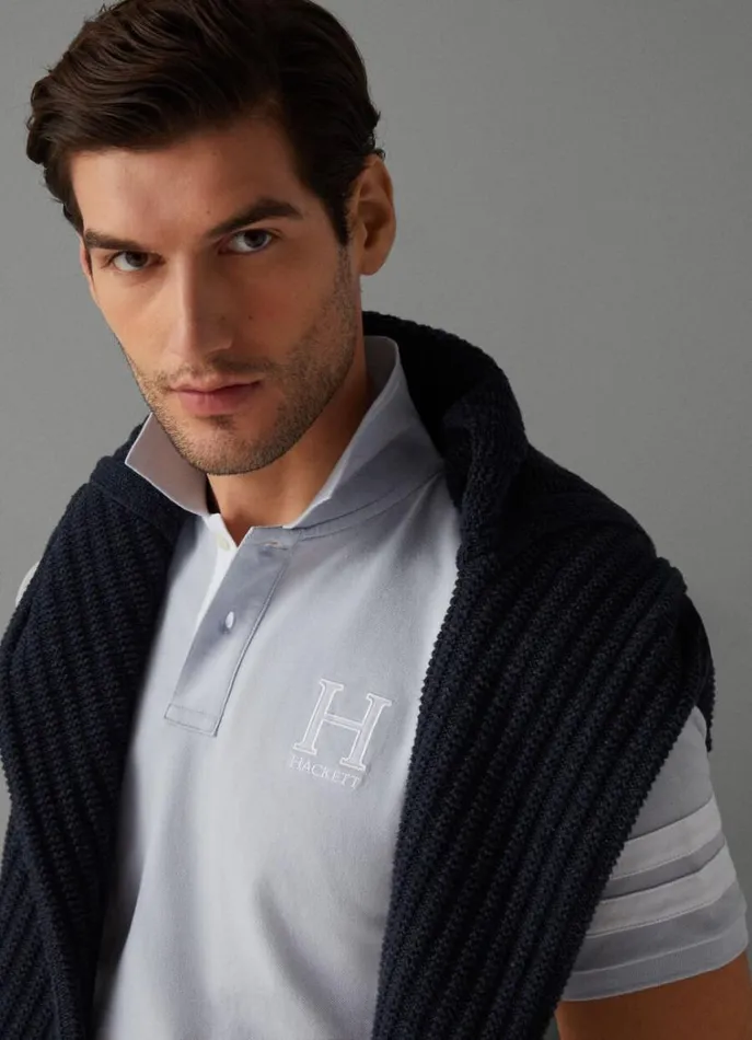 Men Polo Shirts Hackett London Classic Fit Piqu Heritage Polo Sky Blue