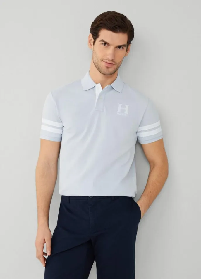 Men Polo Shirts Hackett London Classic Fit Piqu Heritage Polo Sky Blue