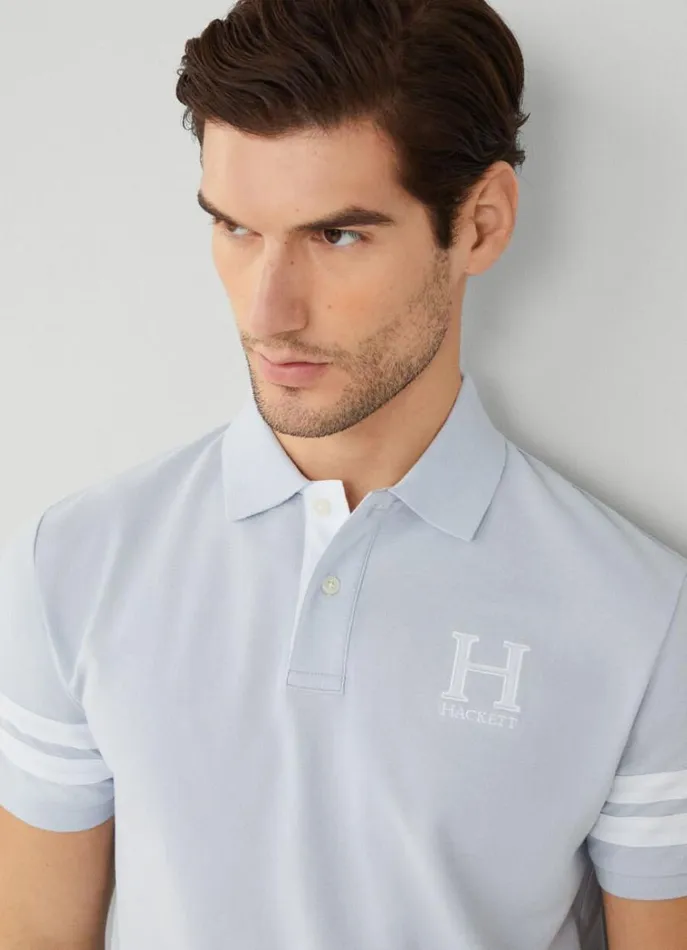Men Polo Shirts Hackett London Classic Fit Piqu Heritage Polo Sky Blue