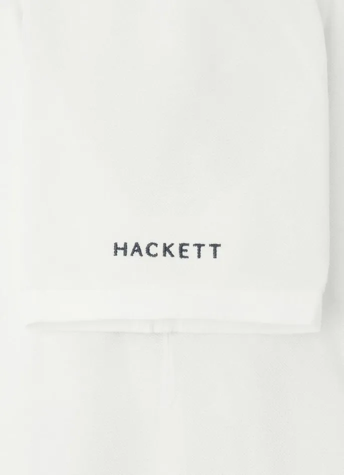 Men Polo Shirts Hackett London Classic Fit Piqu Heritage Polo White