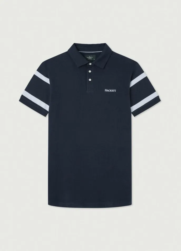 Men Polo Shirts Hackett London Classic Fit Striped Heritage Polo Navy
