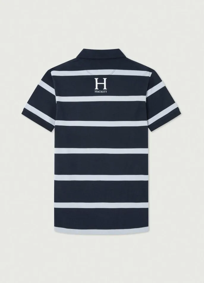 Men Polo Shirts Hackett London Classic Fit Striped Heritage Polo Navy
