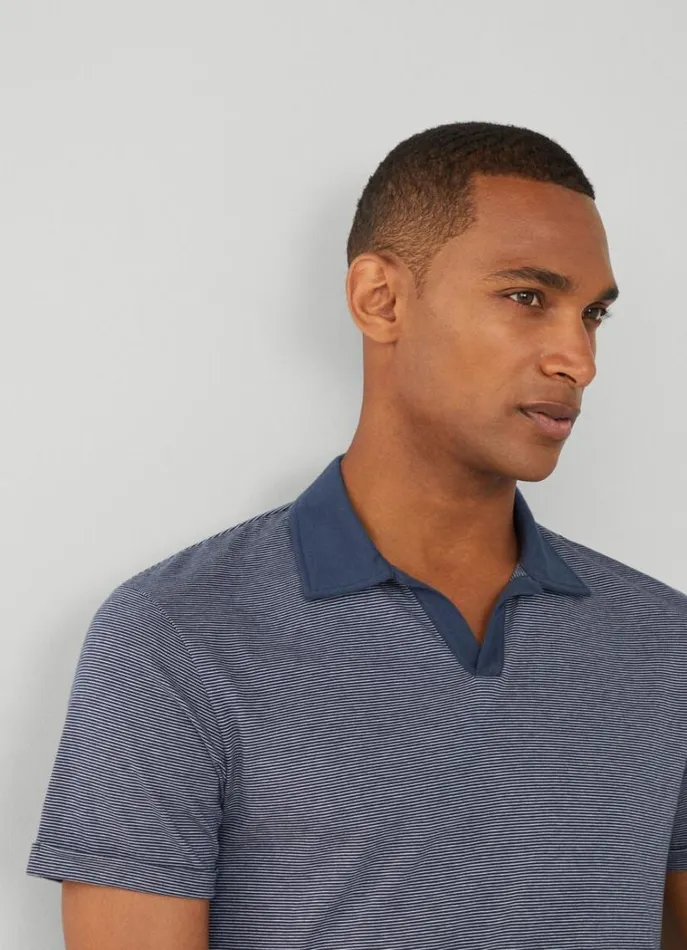 Men Polo Shirts Hackett London Classic Fit Striped Polo Navy