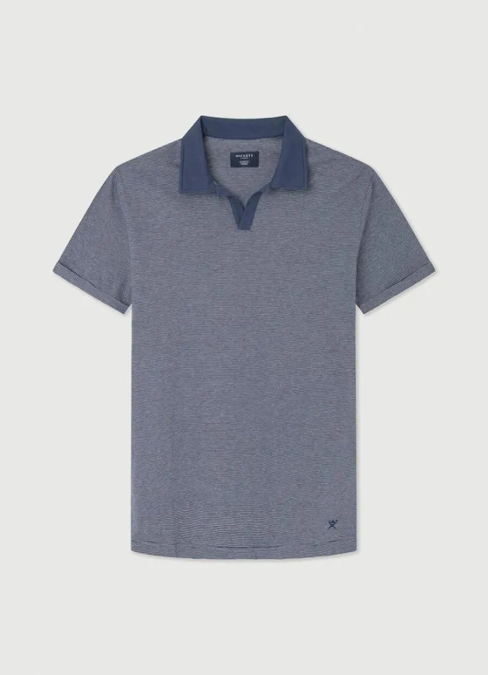 Men Polo Shirts Hackett London Classic Fit Striped Polo Navy