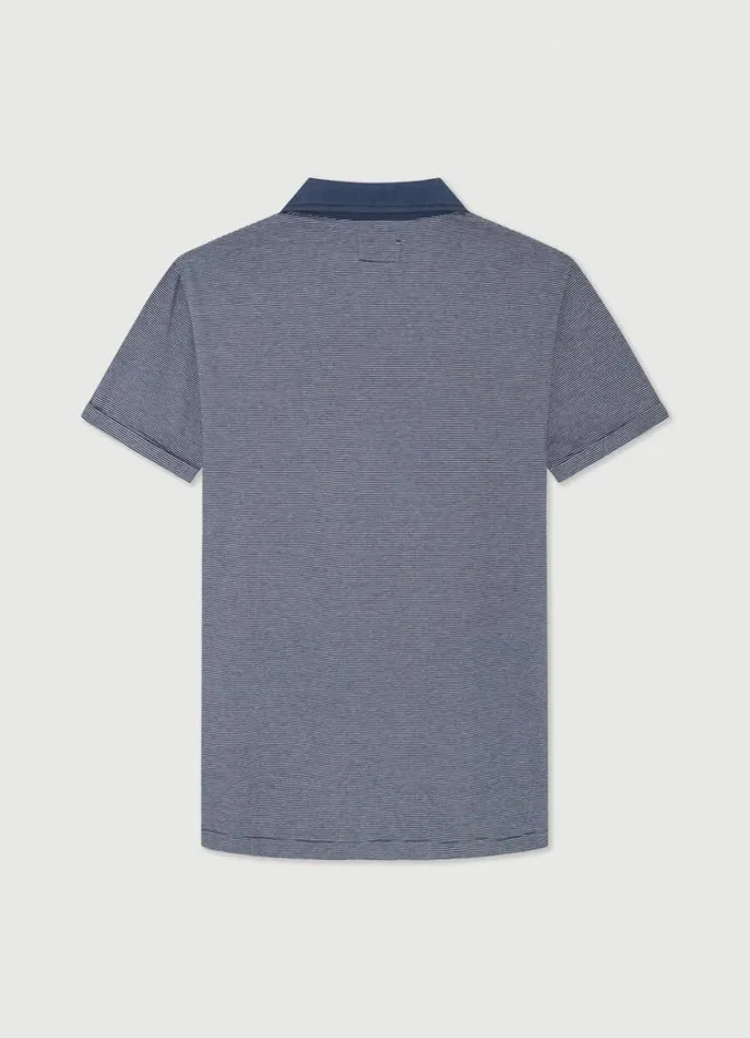 Men Polo Shirts Hackett London Classic Fit Striped Polo Navy