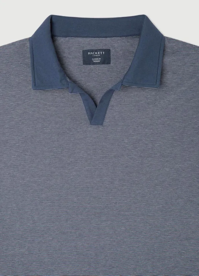 Men Polo Shirts Hackett London Classic Fit Striped Polo Navy