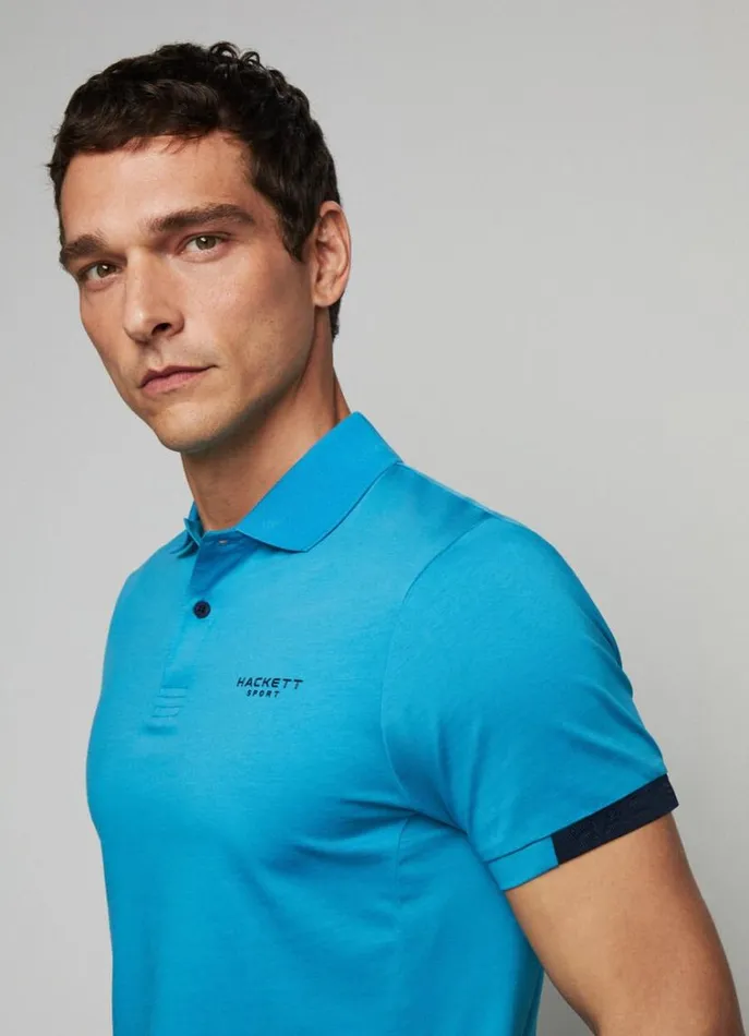 Men Polo Shirts Hackett London Hackett Sport Slim Fit Polo Hypa Blue
