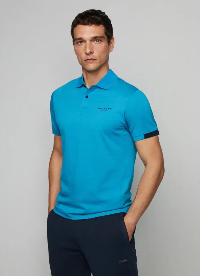 Men Polo Shirts Hackett London Hackett Sport Slim Fit Polo Hypa Blue