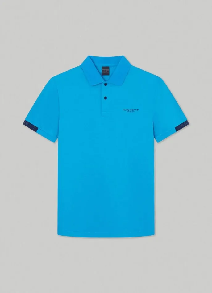 Men Polo Shirts Hackett London Hackett Sport Slim Fit Polo Hypa Blue