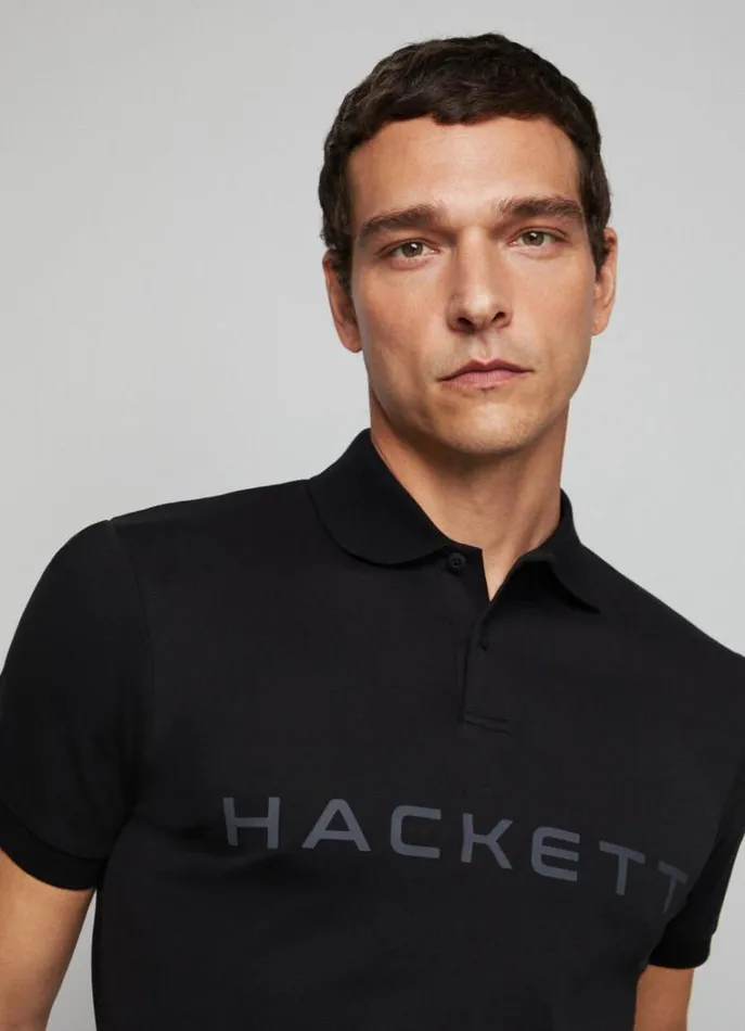 Men Polo Shirts Hackett London Slim Fit Stretch Polo Shirt Black