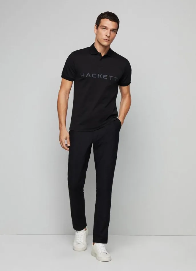 Men Polo Shirts Hackett London Slim Fit Stretch Polo Shirt Black