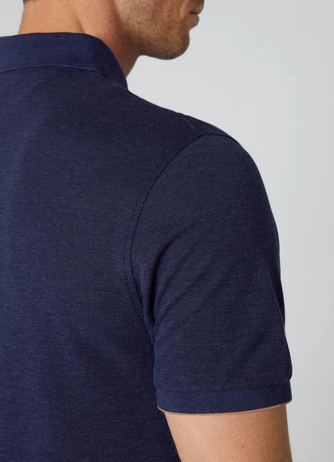 Men Polo Shirts Hackett London Slim Fit Wool And Silk Pique Polo Navy