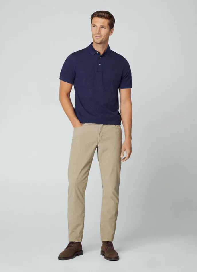 Men Polo Shirts Hackett London Slim Fit Wool And Silk Pique Polo Navy