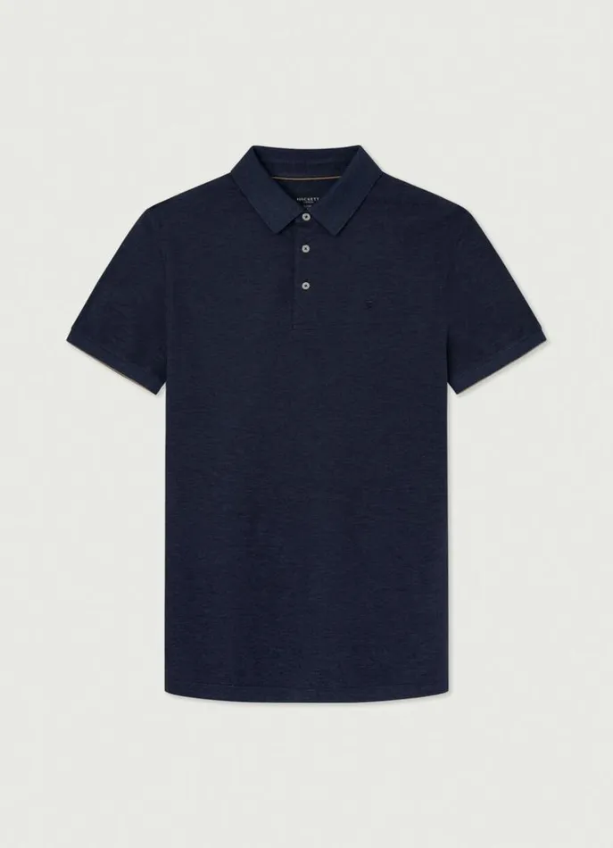 Men Polo Shirts Hackett London Slim Fit Wool And Silk Pique Polo Navy