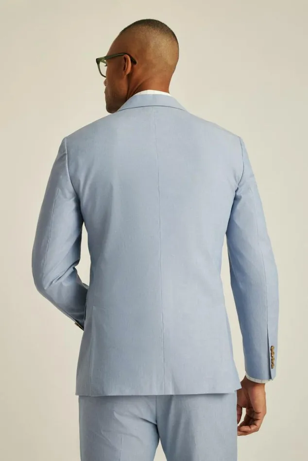 Men Portuguese Stretch Chambray Suit Jacket Light Blue Chambray Bonobos Blazers and Sport Coats