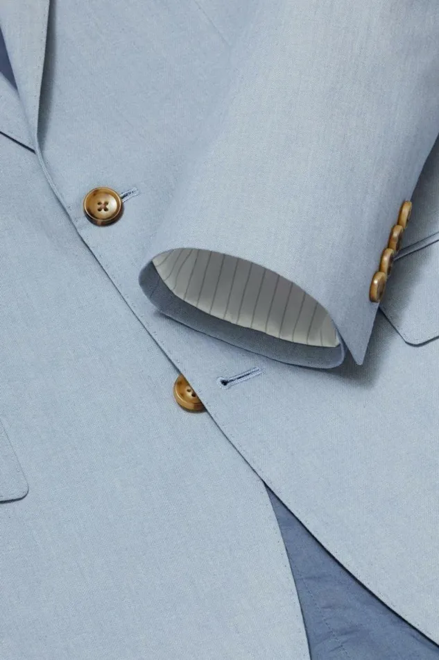 Men Portuguese Stretch Chambray Suit Jacket Light Blue Chambray Bonobos Blazers and Sport Coats