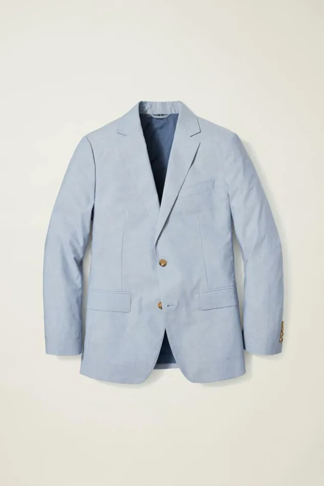 Men Portuguese Stretch Chambray Suit Jacket Light Blue Chambray Bonobos Blazers and Sport Coats